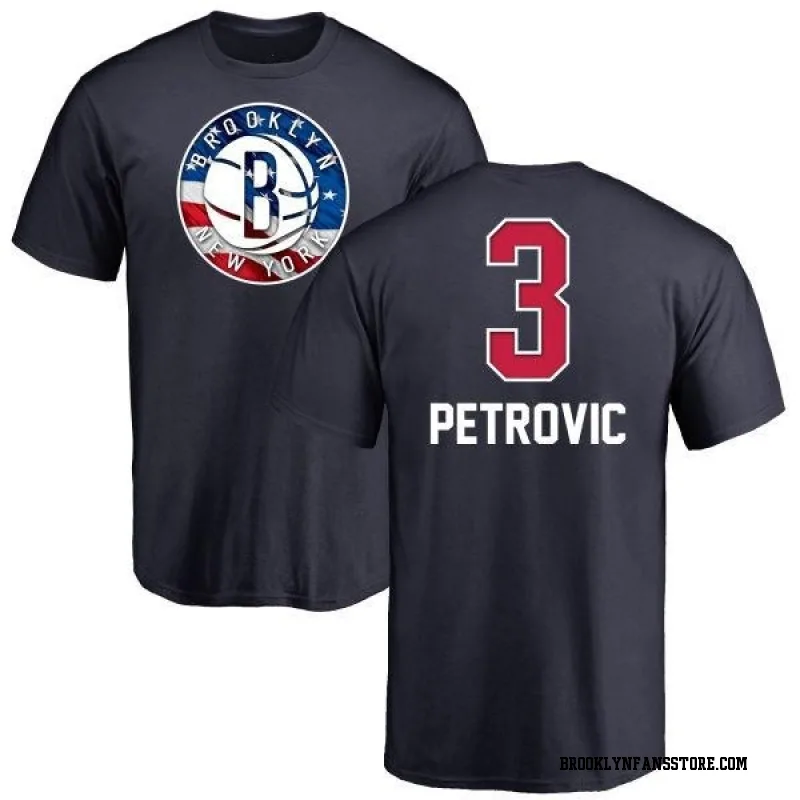Navy Youth Drazen Petrovic Brooklyn Nets Name and Number Banner Wave T-Shirt
